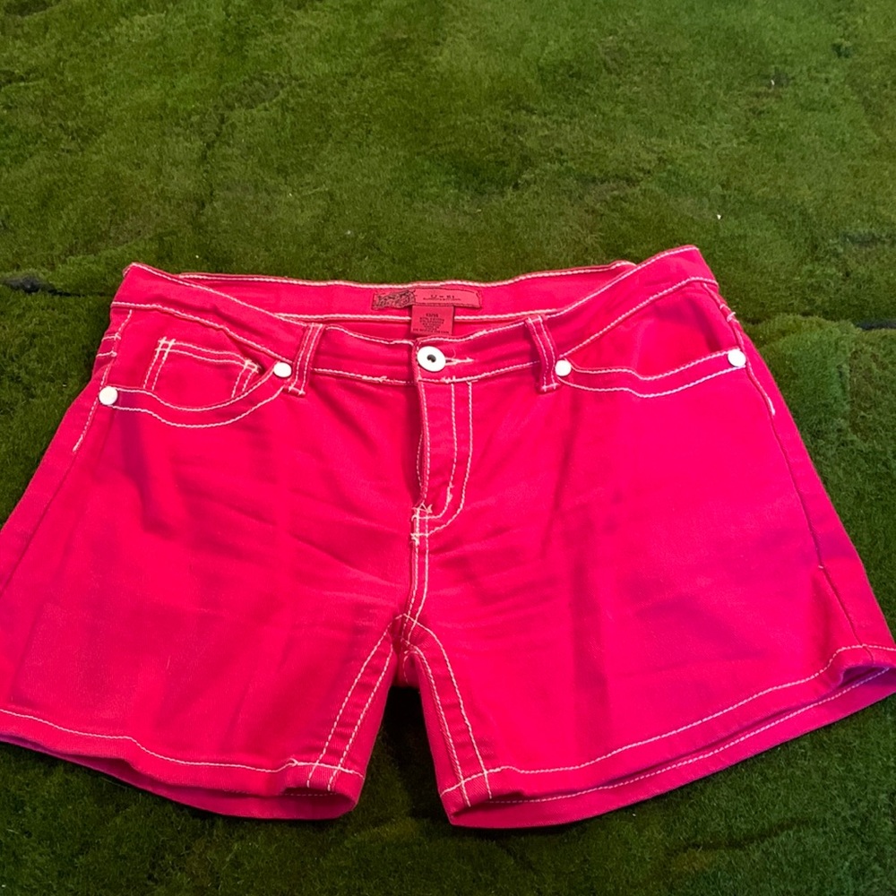 13/14 women’s U-51 hot pink with white stitching jean shorts